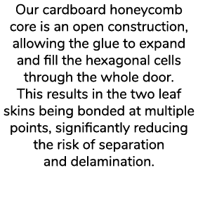 Our cardboard honeycomb core is an open construction, allowing the glue to expand and fill the hexagonal cells throug...