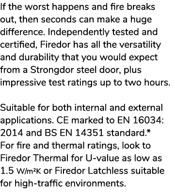 If the worst happens and fire breaks out, then seconds can make a huge difference. Independently tested and certified...