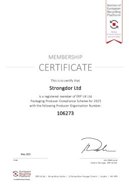 Strongdor Packaging Membership Certificate 2025 Thumbnail
