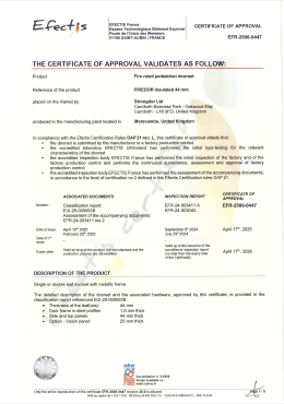 Strongdor Insulated Internal Fire Doors Certificate 
