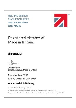 Strongdor Made In Britain Certificate
