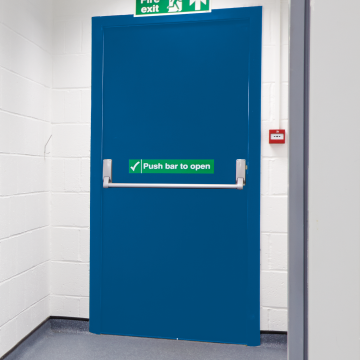 Blue steel fire exit door
