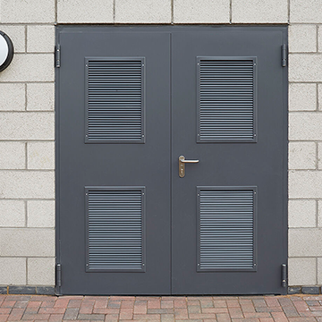 Grey steel louvre door