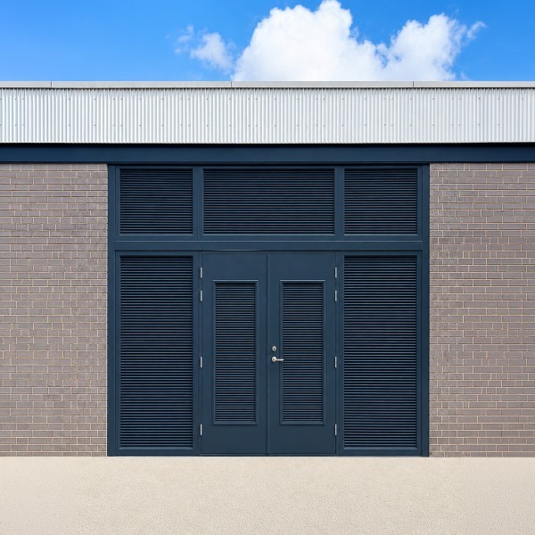 Louvred Steel Door with Side Panels