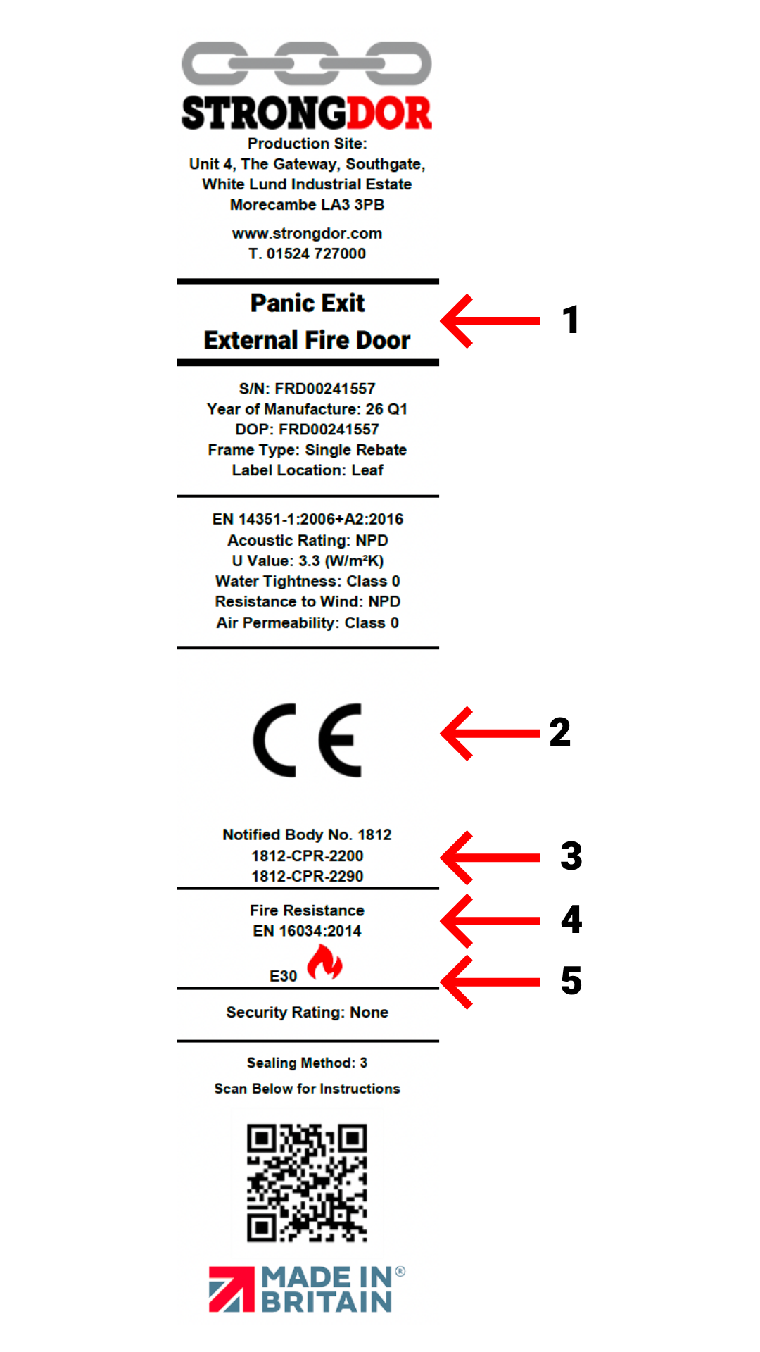Strongdor Door ID Label