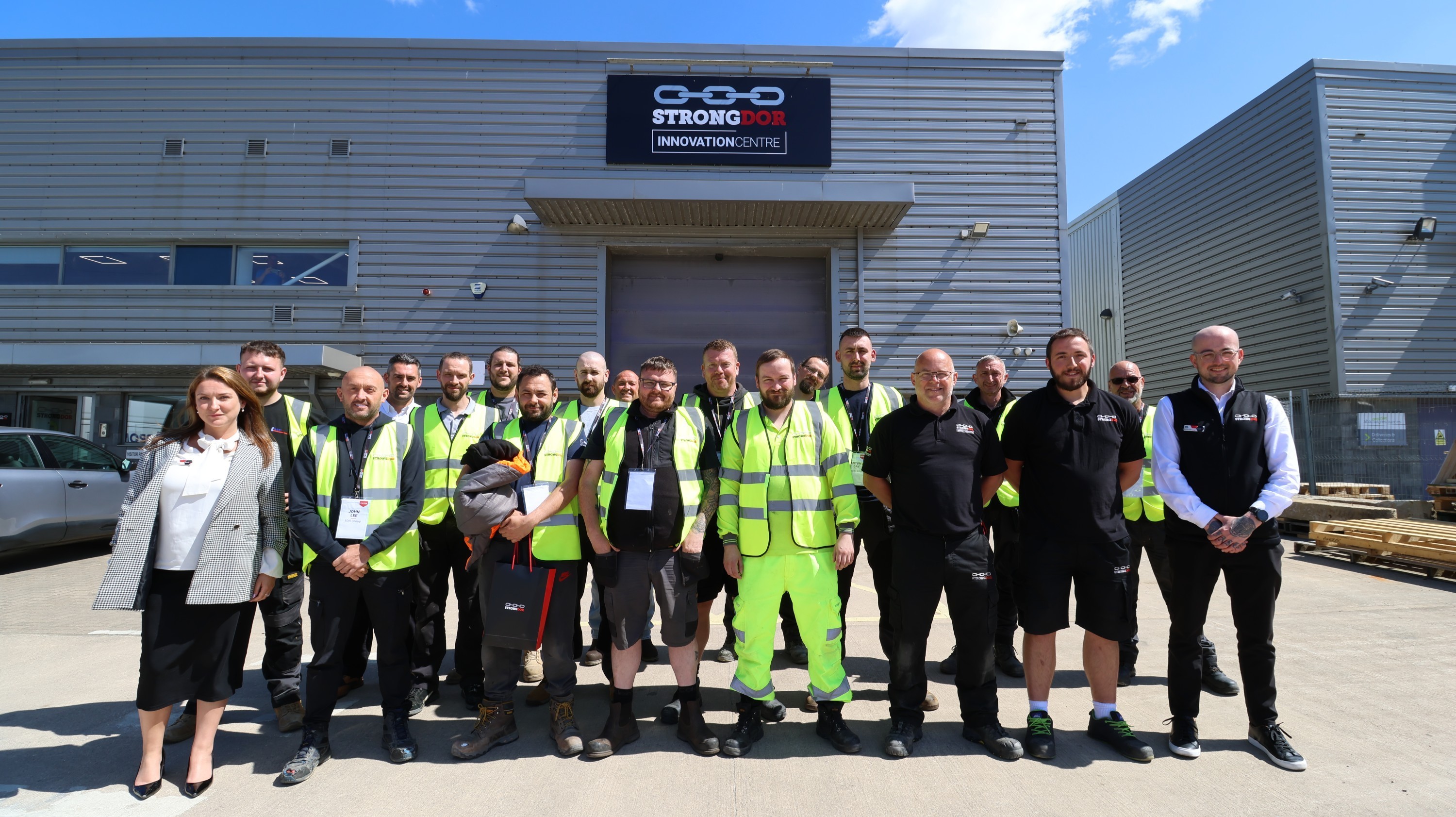 Strongdor steel door Innovation centre with fitters who attended the course. 